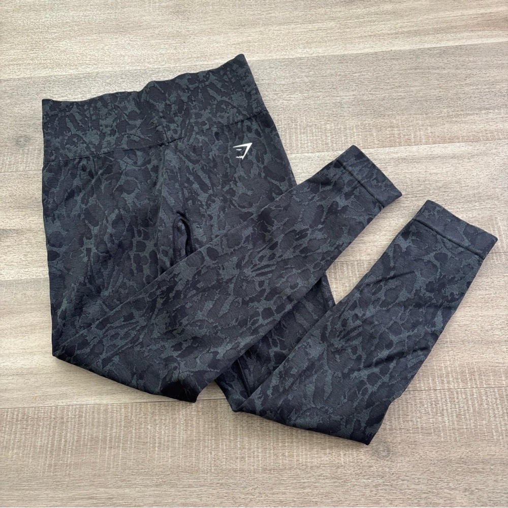 Gymshark Adapt Animal Seamless Leggings Butt Scrunch Wild Black Small